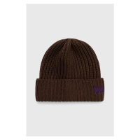 Vlněná čepice Needles Watch Cap Merino Wool hnědá barva, z husté pleteniny, NS064