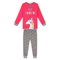 Dívčí pyžamo - KUGO MP1352, tmavší růžová/šedá Barva: Šedá