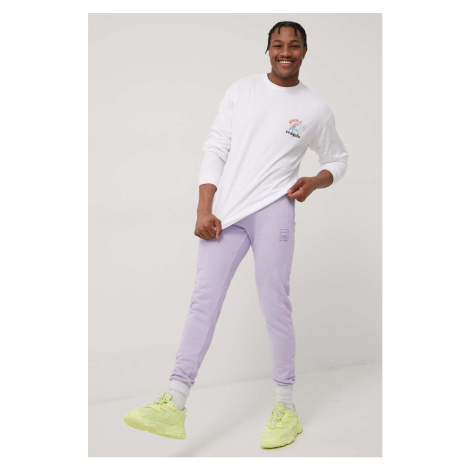 Kalhoty Fila fialová barva, s aplikací