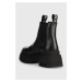 Kožené kotníkové boty Ice Play AIRES dámské, černá barva, na platformě, AIRES005W CL1