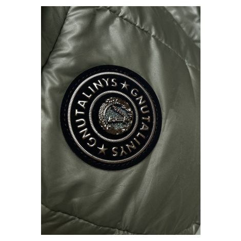 Krátká bunda v khaki barvě s látkovými rukávy (B8188-11) S'WEST