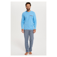 Pánské pyžamo Italian Fashion Jaromír - dlouhé Světle modrá