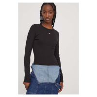 Tričko s dlouhým rukávem Tommy Jeans černá barva, DW0DW17387