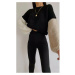 66193 Dewberry Colored Sleeve Oversize Womens Sweater-BLACK