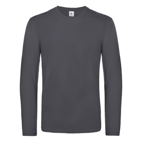 B&amp;C Pánské tričko s dlouhým rukávem TU07T Dark Grey (Solid) B&C