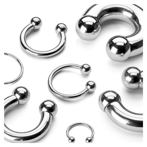 Ocelový piercing - podkova s lesklým povrchem ukončená kuličkami, tloušťka 3 mm - Tloušťka x prů Šperky eshop
