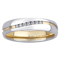 Snubní stříbrný prsten MARIAGE pozlacený žlutým zlatem s Brilliance Zirconia