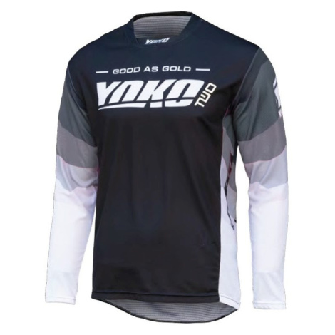 YOKO Motokrosový dres YOKO TWO černo/bílo/šedé