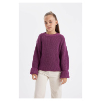 DEFACTO Girl's Standard Fit Crew Neck Sweater