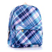 Modrý školní batoh s károvaným vzorem pro dámy