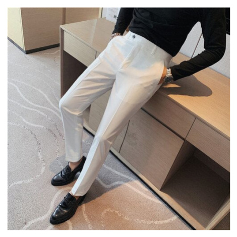Společenské pánské kalhoty slim s vysokým pasem JFC FASHION