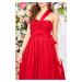 Červené společenské šaty s vázáním