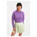 Trendyol Purple Tie Back Detailed Knitted Crop Hoodie Sweatshirt