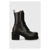 Kožené kotníkové boty Pinko Honneger dámské, černá barva, na podpatku, lehce zateplené, 102330 A