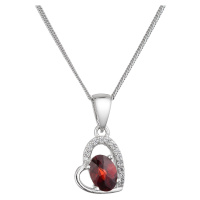 Evolution Group Stříbrný náhrdelník luxusní s pravým kamenem rudé srdce 12090.3 garnet chekker