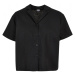 Ladies Linen Mixed Resort Shirt - black