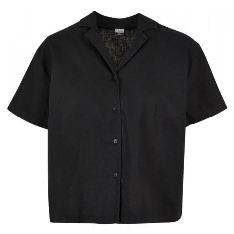 Ladies Linen Mixed Resort Shirt - black Urban Classics