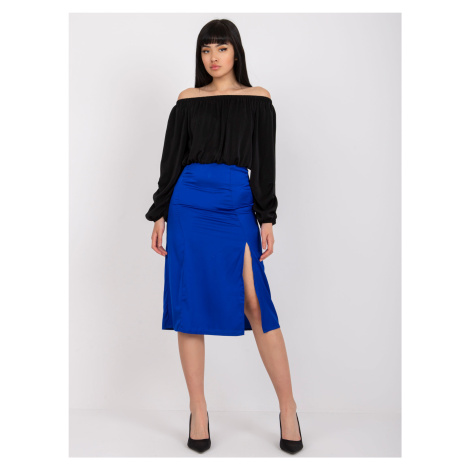 Kobaltová tužková sukně RUE PARIS s vysokým pasem Fashionhunters