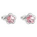 Stříbrné náušnice pecka s krystaly Swarovski růžová kytička 31255.3 light rose