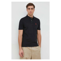 Bavlněné polo tričko Ralph Lauren černá barva, 710782592