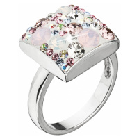 Evolution Group Stříbrný prsten s krystaly Swarovski růžový 35045.3