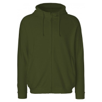 mikina na zip s kapucí a zvýšeným límcem, zelená vojenská, vel.L