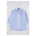 Trendyol Blue Regular Fit Embroidered Detailed Oxford Smart Shirt