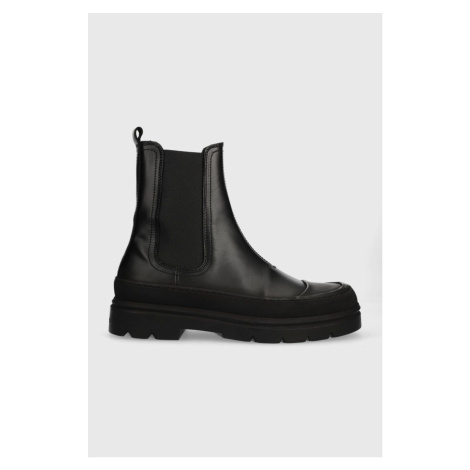 Kožené kotníkové boty Calvin Klein CHELSEA BOOT HIGH pánské, černá barva, HM0HM01215