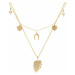 Stainless Steel Zlatý dámský náhrdelník s lístečkem NP008 ruznobarevne