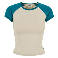 Ladies Organic Stretch Short Retro Baseball Tee - softseagrass/watergreen