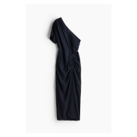 H & M - Řasené šaty's odhaleným ramenem - modrá