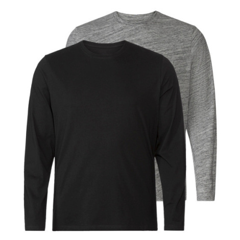 LIVERGY® Pánské triko s dlouhými rukávy XXL, 2 kusy (černá/šedá)