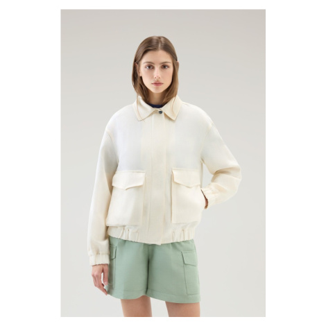 Bunda woolrich viscose linen bomber plaster white