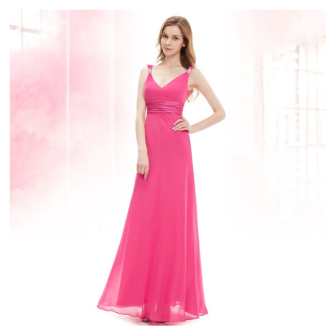 jednoduché sytě růžové dlouhé společenské šaty Petra