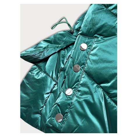 Zelená krátká metalická dámská bunda puffer (OMDL-022) Ann Gissy