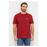 Bavlněné tričko Tommy Jeans vínová barva, s aplikací, DM0DM17995