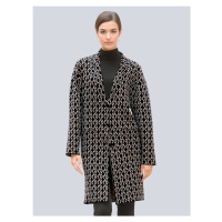 Pletený kabát s fazónkovým límcem Alba Moda Černá/Velbloudí/Přírodní bílá