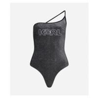 Plavky karl lagerfeld ikonik 2.0 lurex swimsuit černá