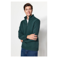 Trendyol Green Regular/Normal Cut Stand Collar Zippered Sweatshirt