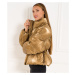 Dámská krátká oversize metalická bunda - zlatá