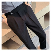 Formální pánské kalhoty s bočními knoflíky a pásky