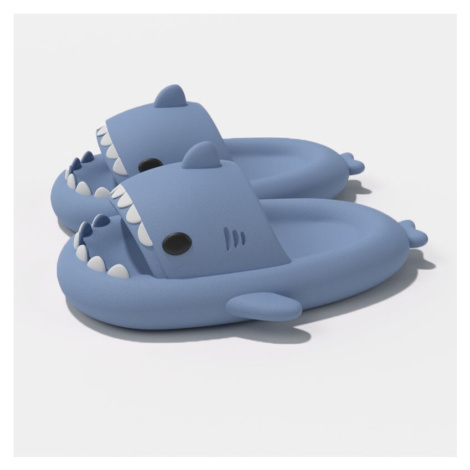 Vtipné unisex dětské pantofle žralok se zuby - Modré