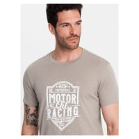 Ombre Men's motorcycle style printed t-shirt - ash