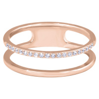 Troli Dvojitý minimalistický prsten z oceli Rose Gold 55 mm