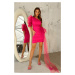 Neonově růžové asymetrické tylové šaty Donna
