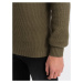 Ombre Clothing Elegantní pánský svetr v olivové barvě V6 SWZS-0105