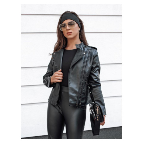 Černá dámská kožená bunda s prošíváním DStreet