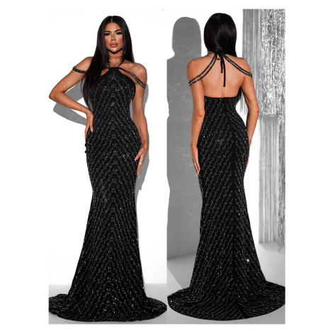 Černé třpytivé plesové šaty KUALA
