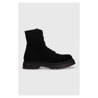 Semišové boty Tommy Jeans TJM CASUAL BOOT SUEDE pánské, černá barva, EM0EM01336