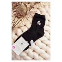 Dámské bavlněné ponožky s nášivkou medvídka, černá